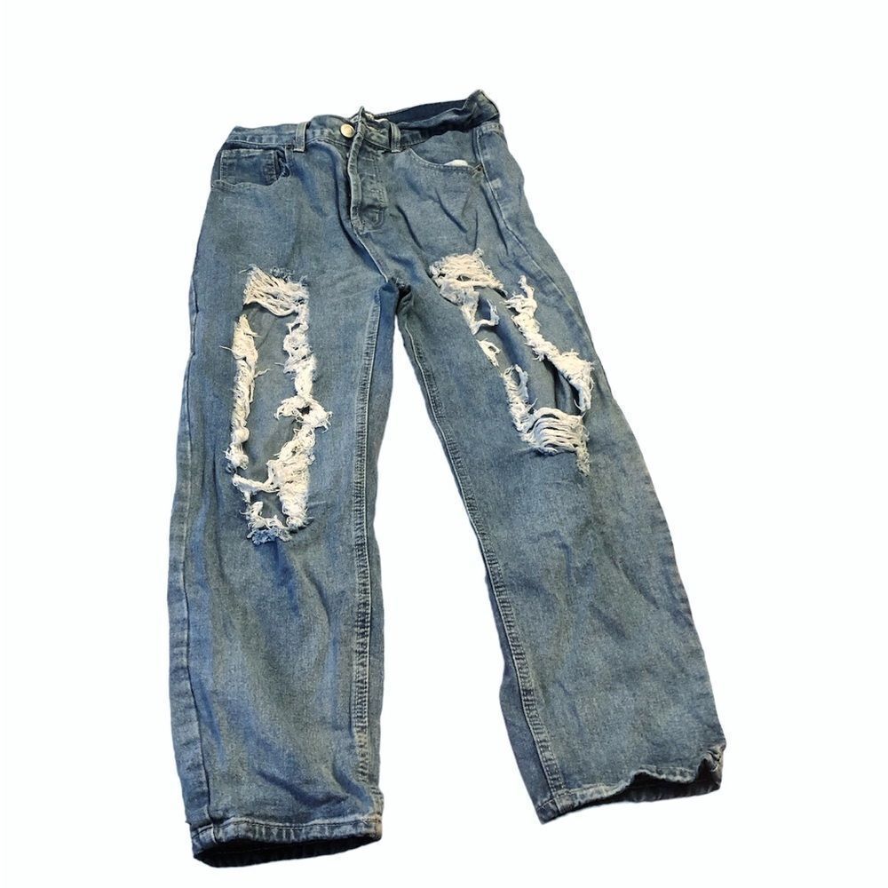 Blue Savy High Waisted Ripped Jeans
